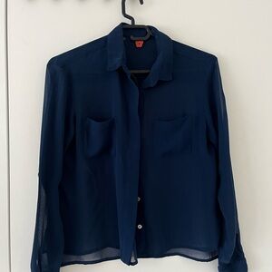 FARM Rio Navy Blue Sheer Blouse